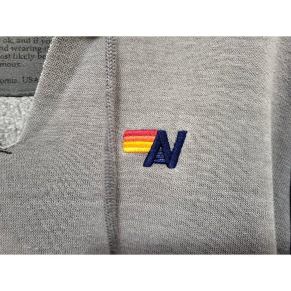 AVIATOR NATION Prism Split Neck Hoodie Grey Embroidered Logo Pullover Sweatshirt - Picture 5 of 11